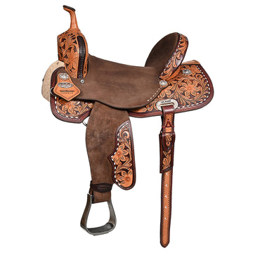 Flex Tree Western Horse Saddle In American Leather Barrel Trail Hilason